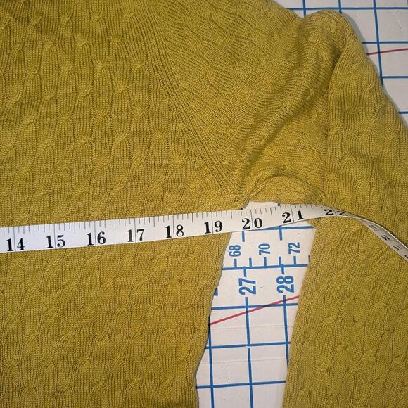 WinterSilks Silk-Cashmere Sweater, Size L, Chartreuse Cable Knit - Picture 5 of 6